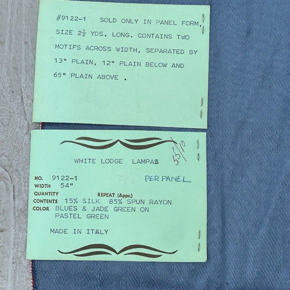 Mid-Century Modern White Lodge Italy Silk Jade Blue Scalamandre Silks Sample - Picture 9 of 16